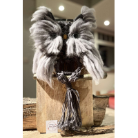 Uiltje in macramé met lontwol – Handgemaakt!