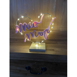 gepersonaliseerde geschenkje, naam in punnikdraad, hart met verlichting