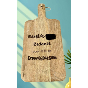 Gepersonaliseerd cadeautje met tekst volgens wens. Met de hand gebrand