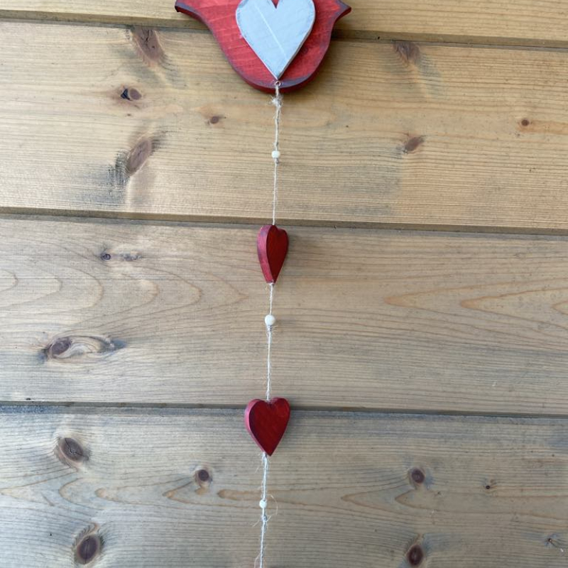 hanger grenen houten vogel met hartje